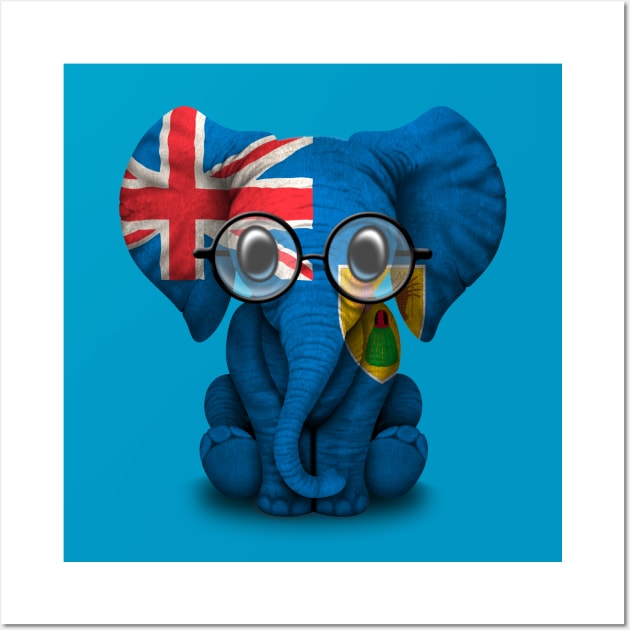 Baby Elephant with Glasses and Turks and Caicos Flag Wall Art by jeffbartels